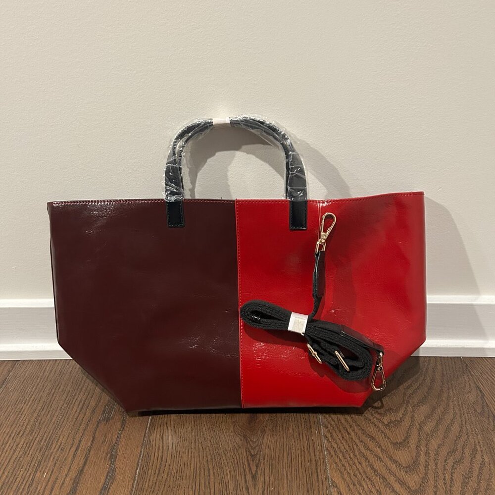 Maeve Two-Toned Waxy Tote by Anthropologie